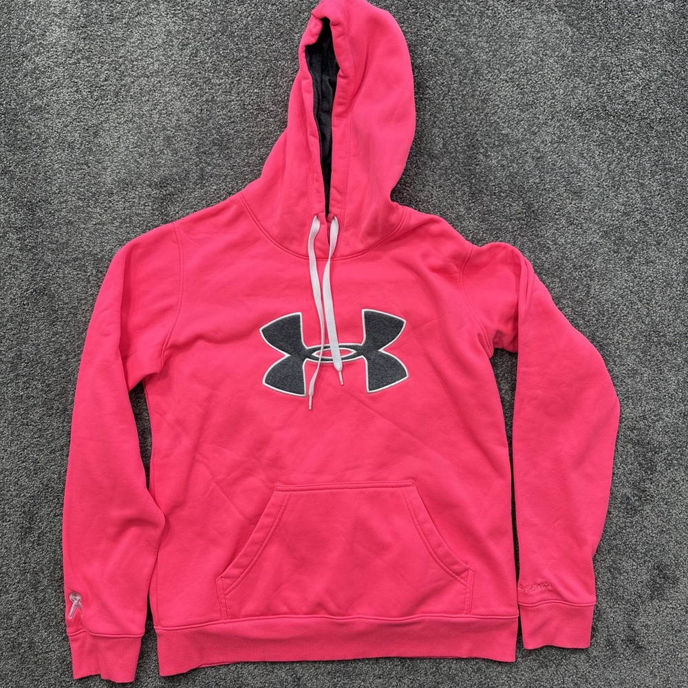 Womens M Under Armour Storm Hoodie Breast Cancer Pink Logo Drawstring